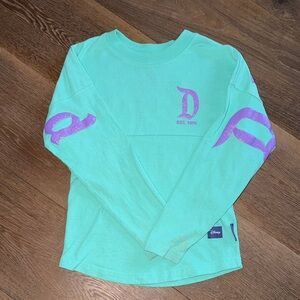 Disneyland Spirit Jersey Turquoise Long Sleeve Shirt with Purple glitter Accents